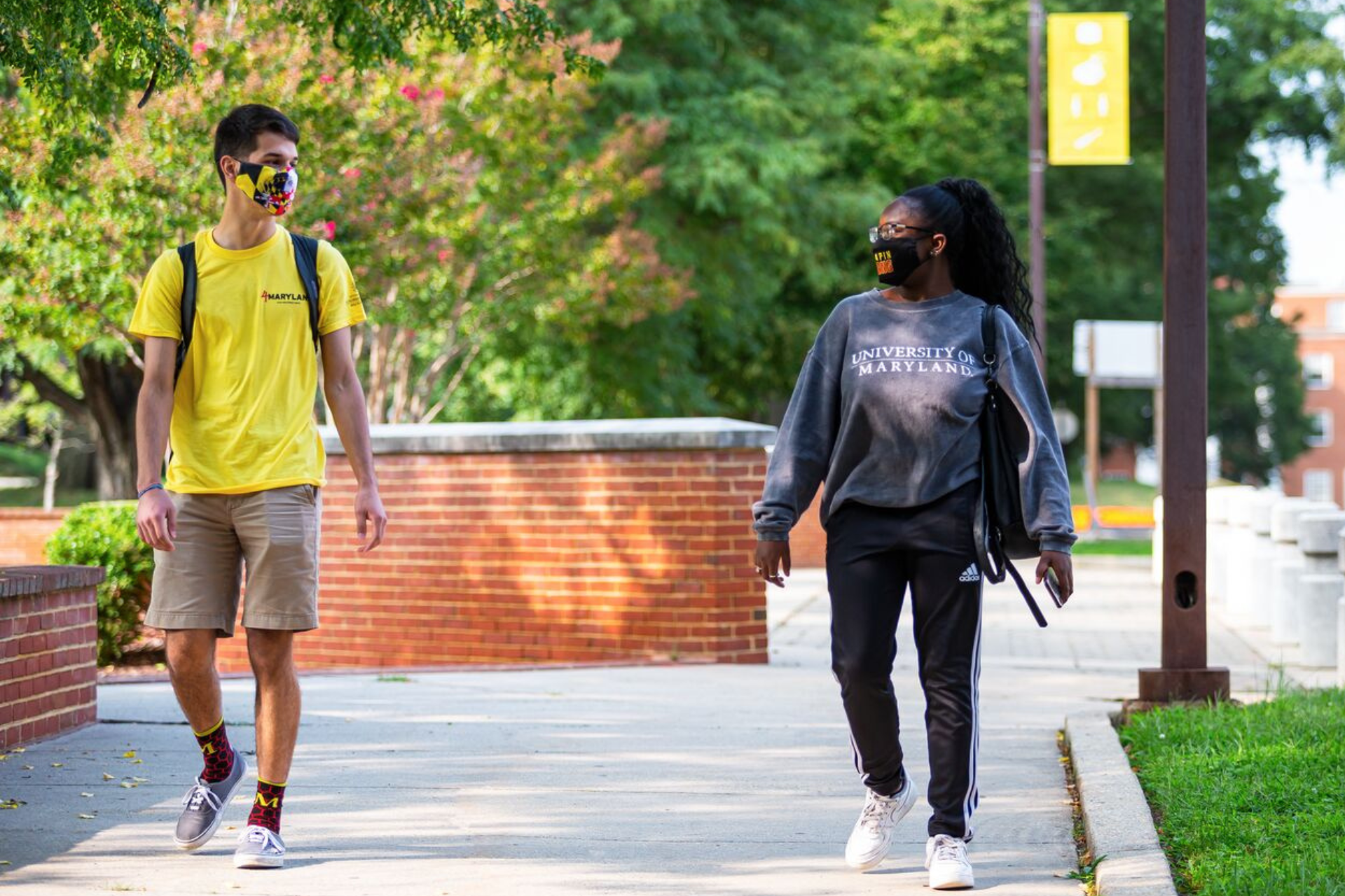 two students walking