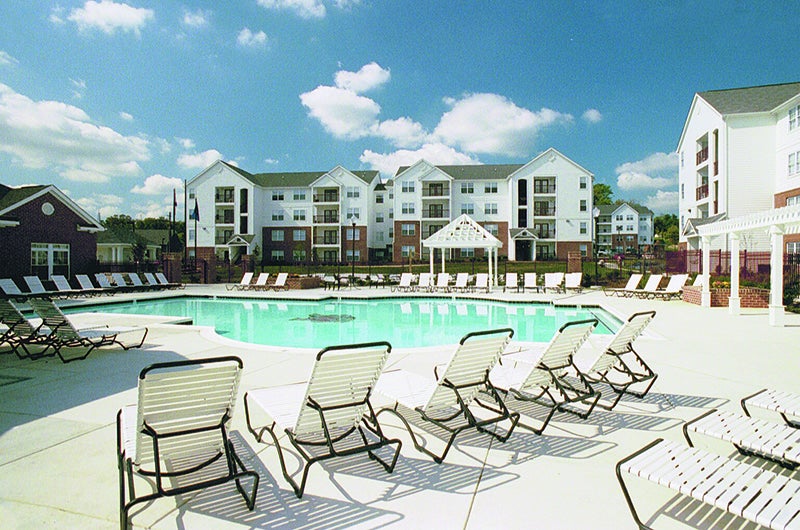 pool area of the courtyards apartments.