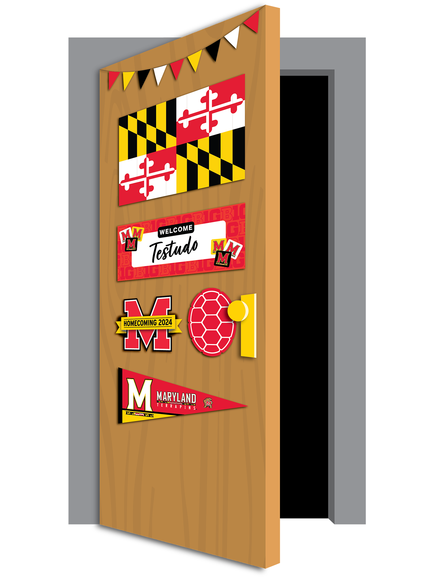 door with UMD decorations