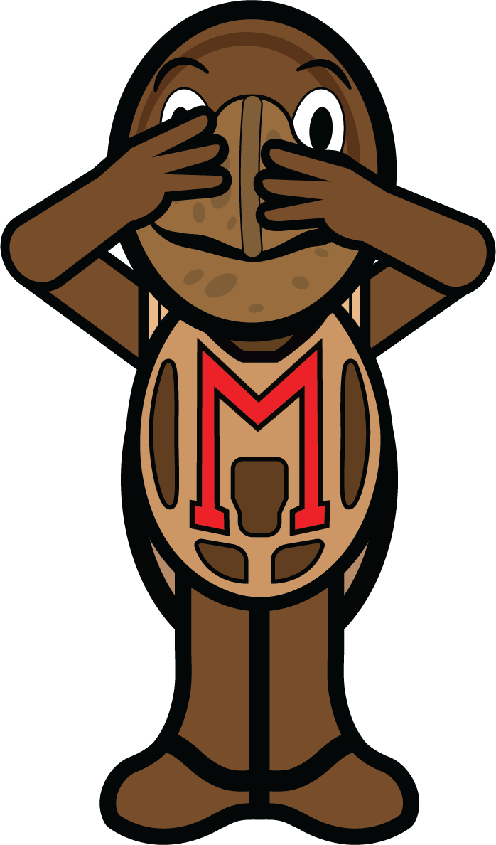 Testudo mascot graphic covering eyes