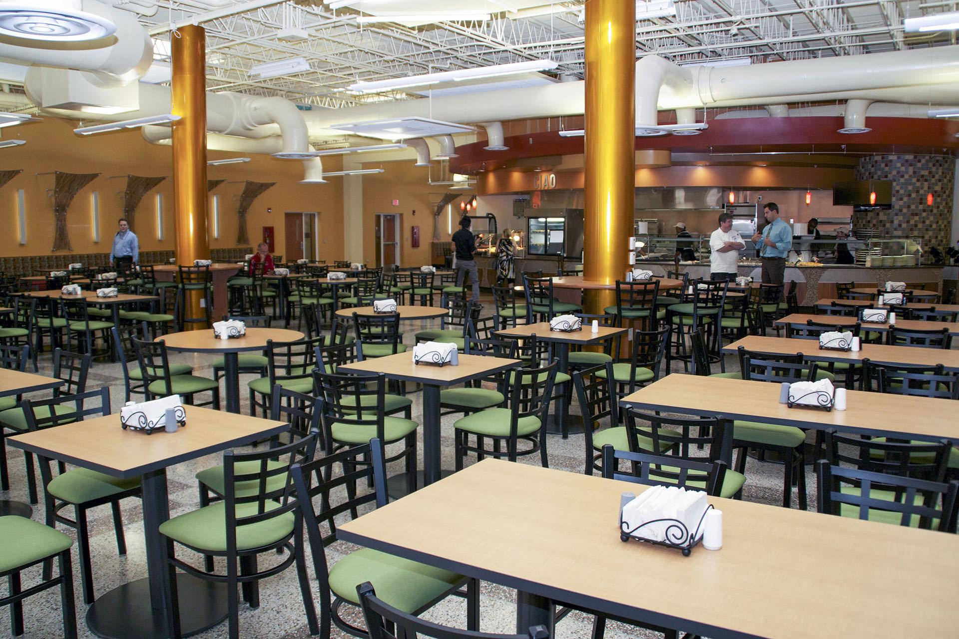 interior of 251 dining halls with empty tables