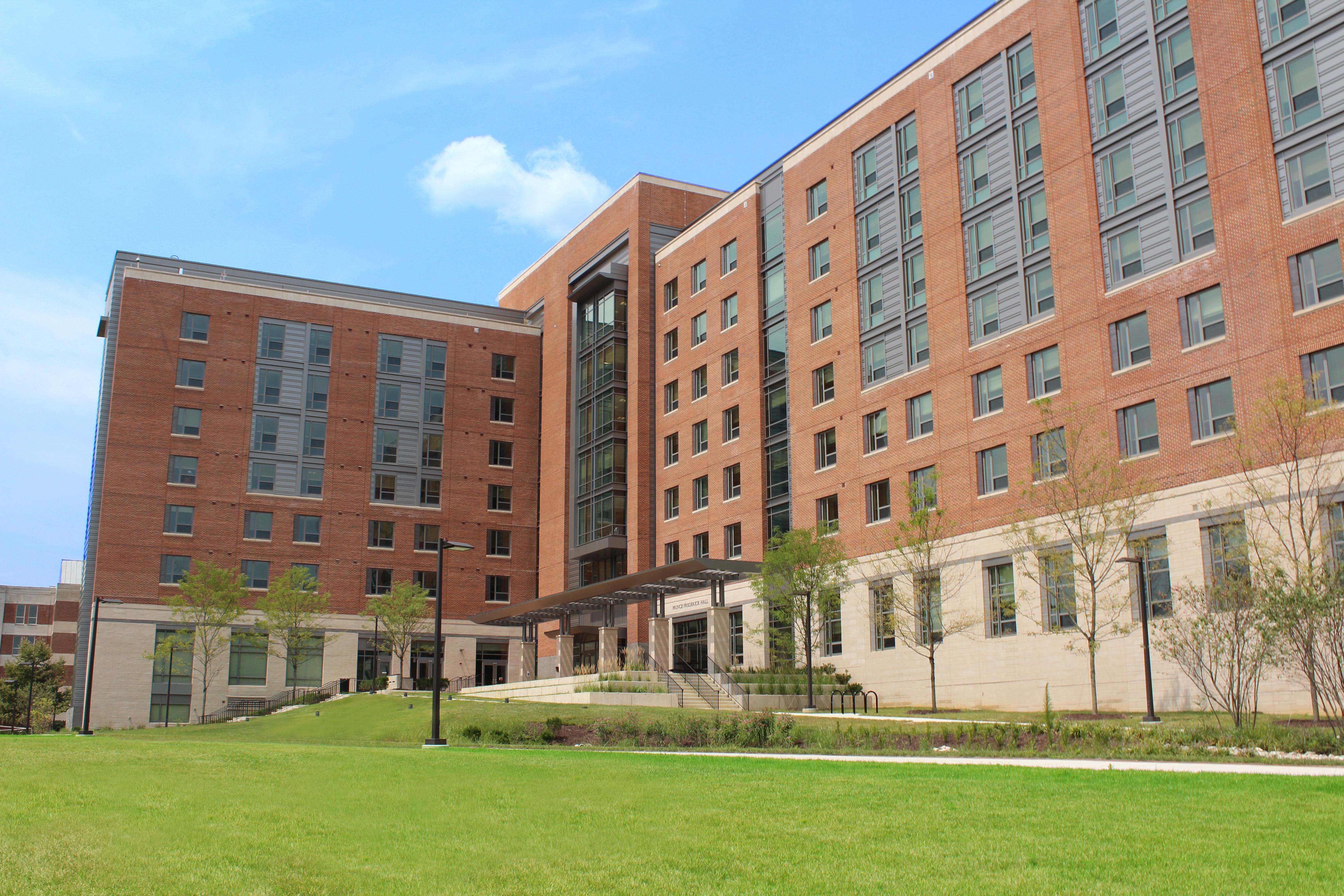 exterior of apartment building on campus