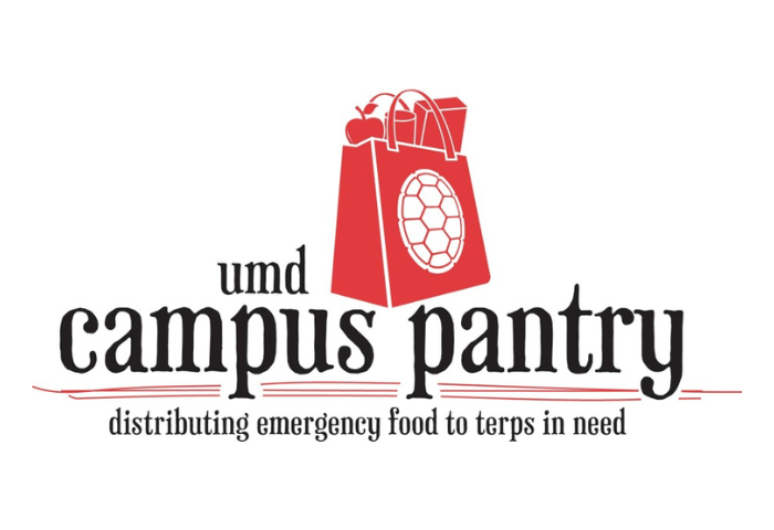 campus pantry logo with text and red shopping bag
