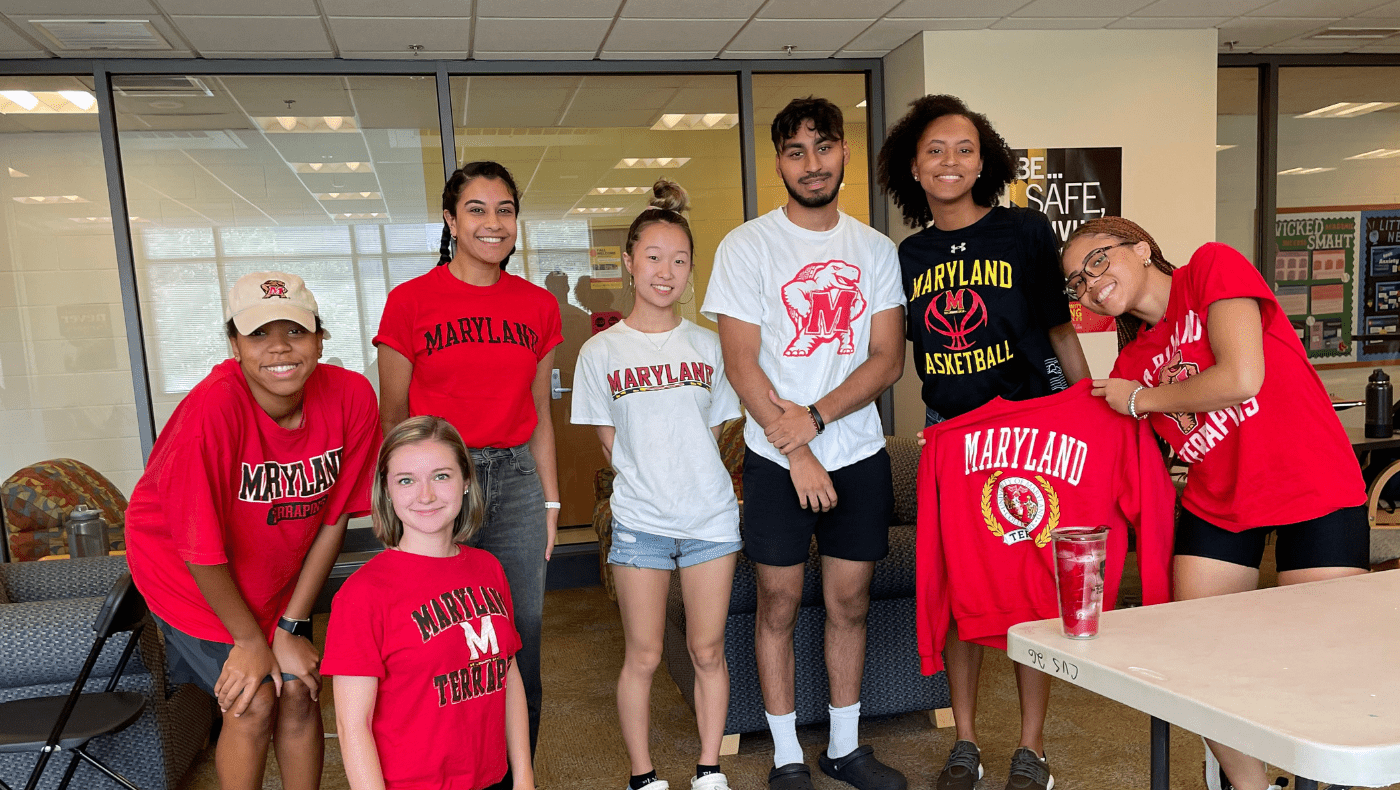group of resident assistants wearing maryland shirts