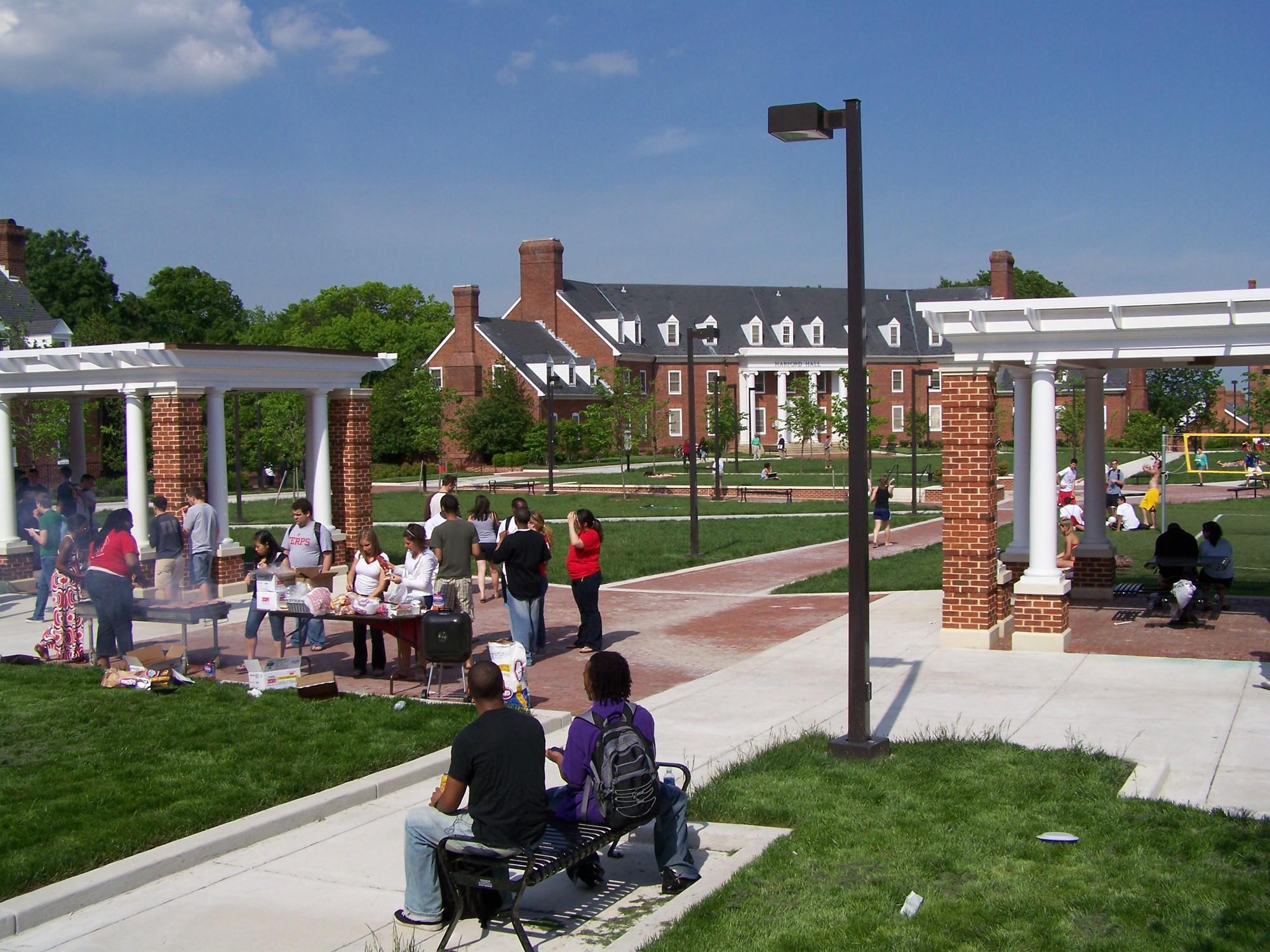 students at a bbq on washington quad on a sunny day