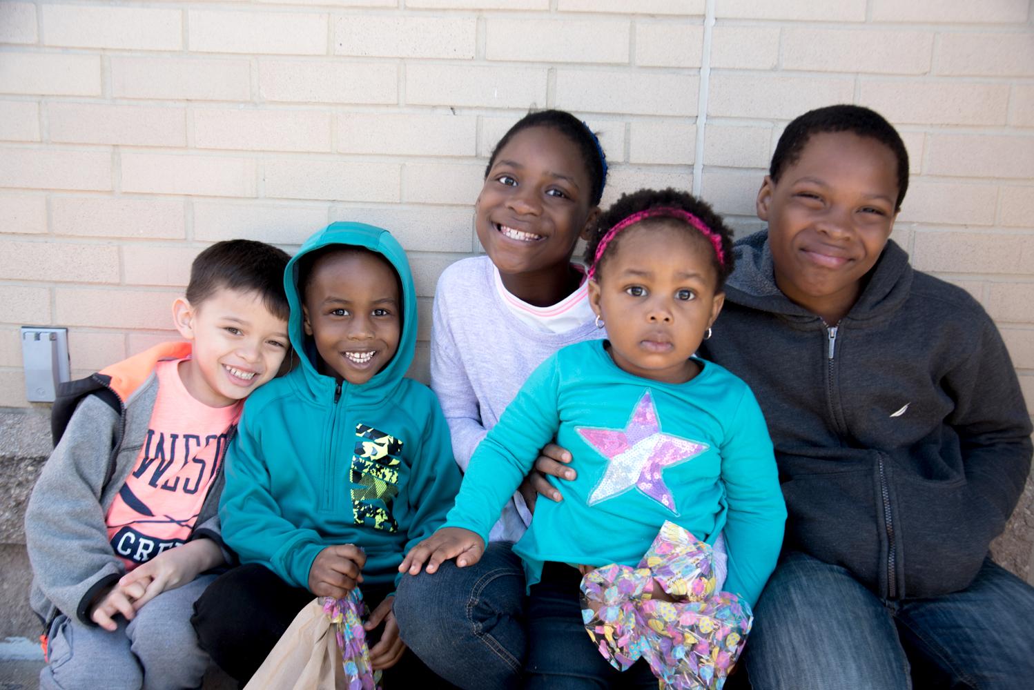 group of kids who received gifts from terp toy drive