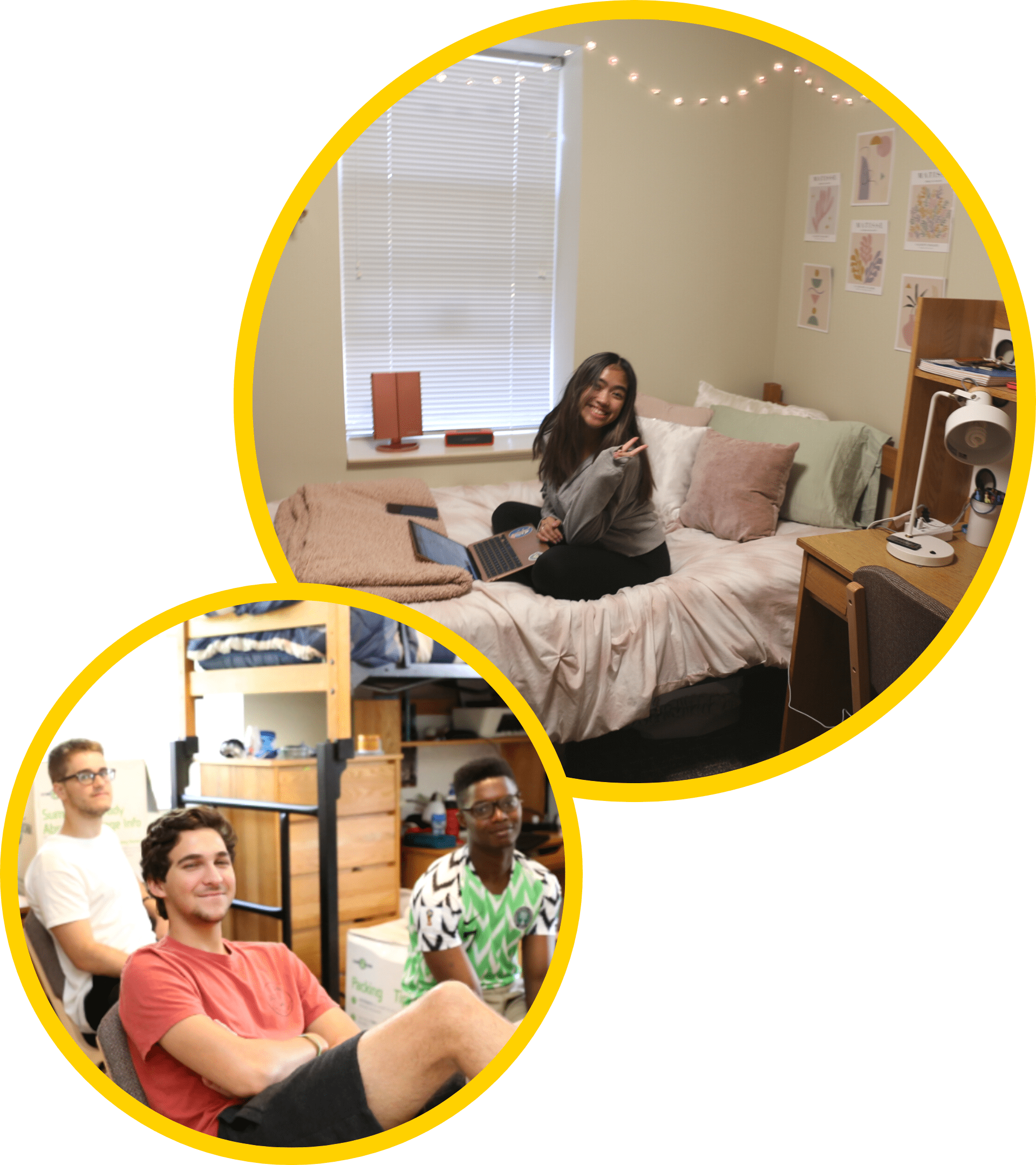 students in their residence hall rooms