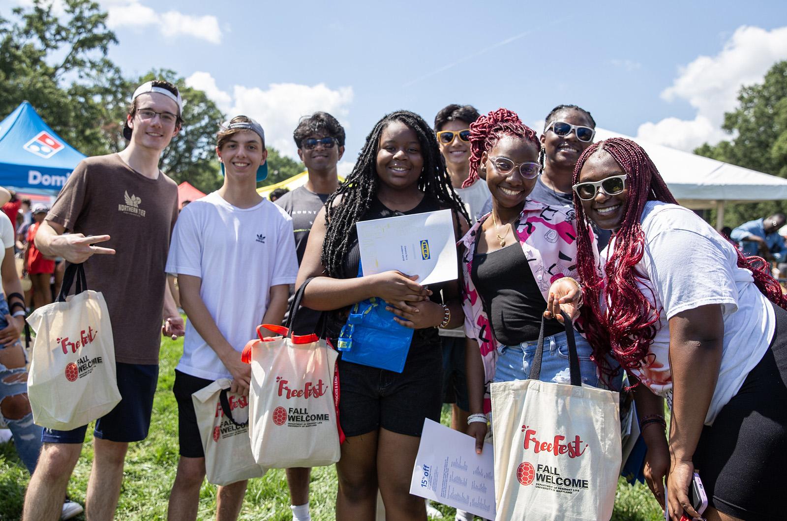 group of students on McKeldin Mall during Fall Welcome's Free Fest